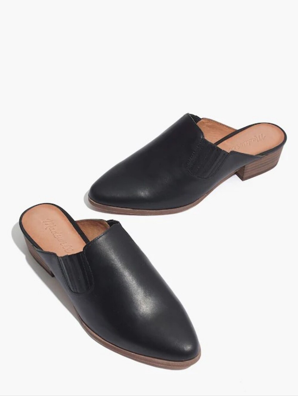 Madewell Gemma Mules Pointed Toe Black Leather Slip On Shoes Flats Loafer 8.5